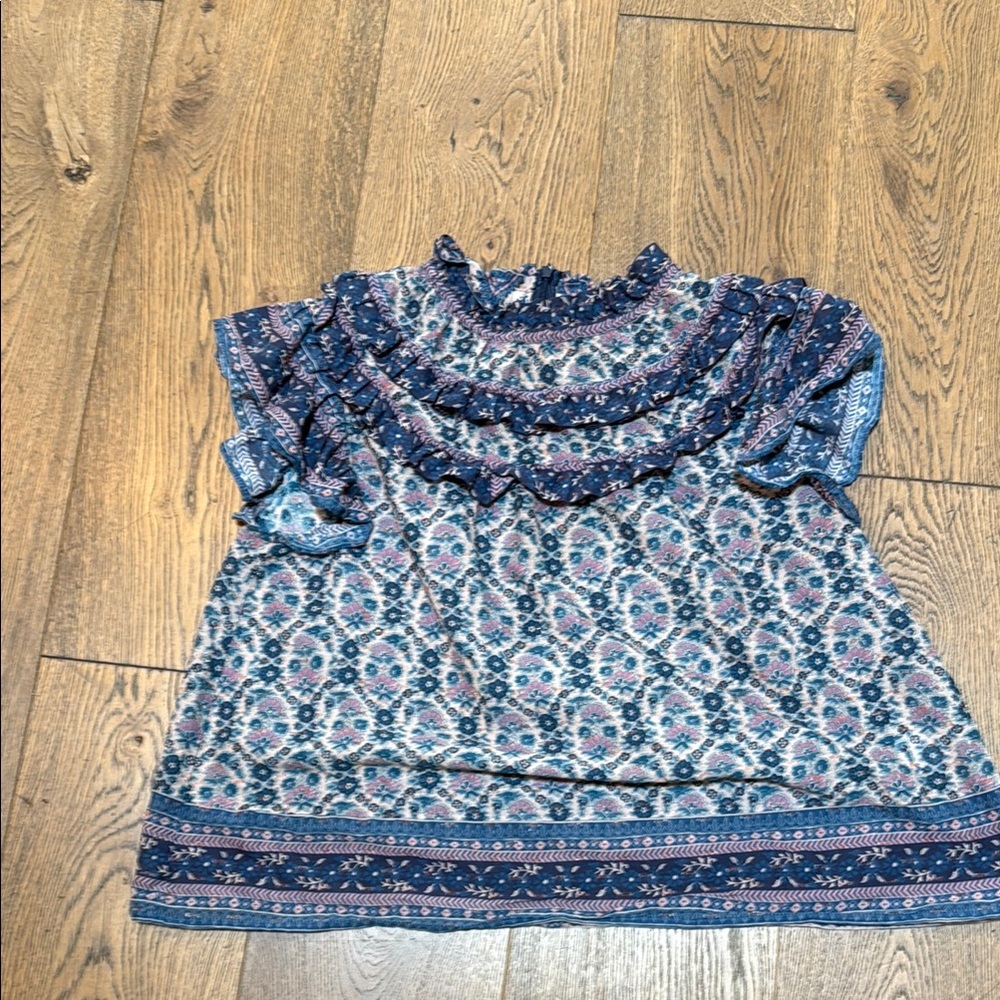 Sea New York Floral Ruffle Top in Blue and Pink